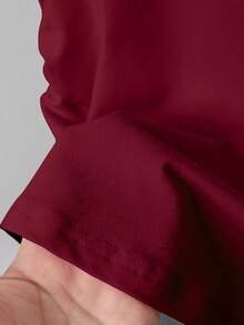 Sparklyn Tween Girls Casual Minimalist Cat Print Fitted Waist T-Shirt, Burgundy - Burgundy - View 3