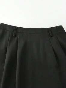 GlowEve CURVE 大码女士优雅无袖西装外套和半身裙两件套，春夏款 - 黑與白 - 查看 4