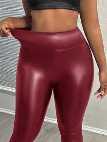 Slaydiva Street Style High Waist Skinny Leggings - Red - View 3