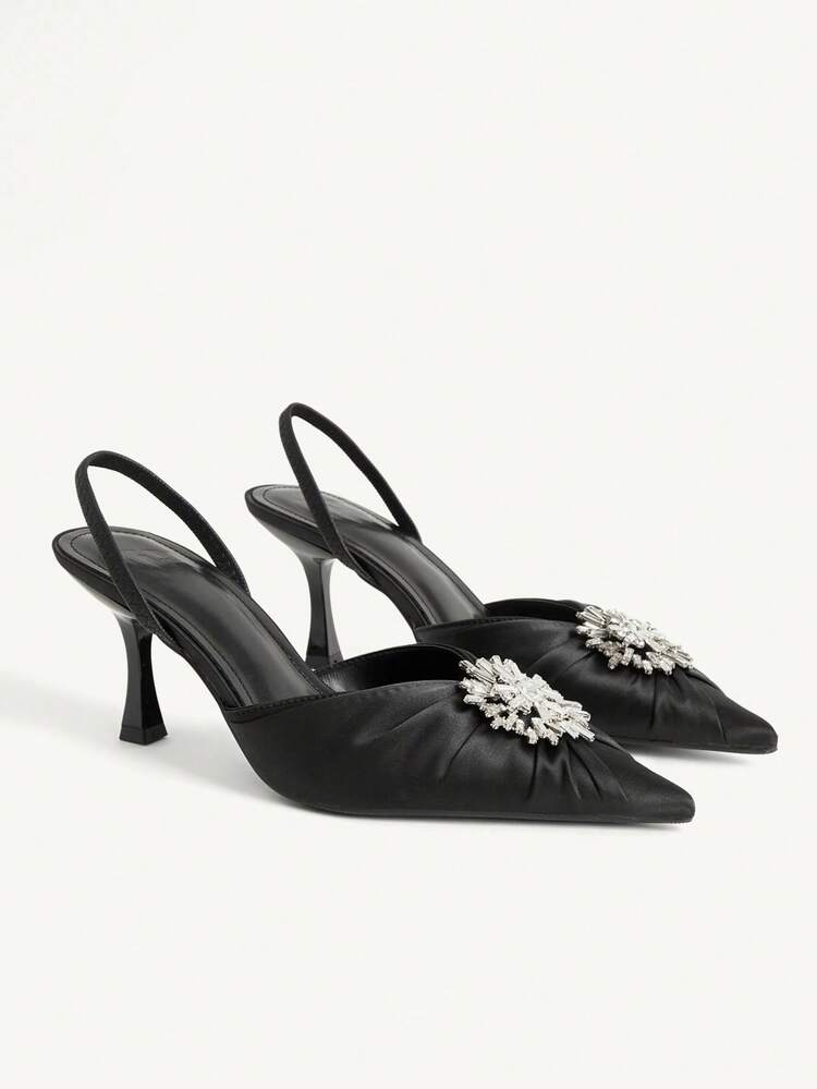 CUCCOO CHICEST Women's Pointed Toe Rhinestone Decor Elegant High Heels Valentine's Day