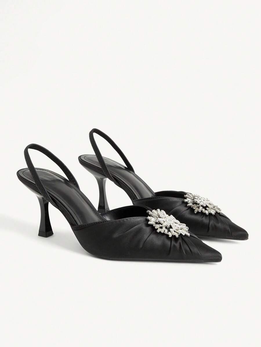 CUCCOO CHICEST Giày cao gót mũi nhọn đính đá sang trọng cho nữ - màu đen - Xem 1