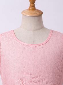 Vestido elegante y de alta gama color rosa para niña preadolescente, vestido de estilo princesa a la moda y lindo - Rosa - Ver 7