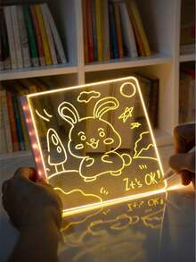 Teckwe 1块双面亚克力夜光画板，创意手绘，无固定图案，可重复使用，可擦拭，持久发光，易于清洁，轻便，适合圣诞节成人创意爱好者、家居装饰、办公室展示、艺术工作室、派对装饰、DIY手工项目、夜光画板、荧光亚克力创意手绘板、可重复使用的夜光板、DIY夜光板，USB供电 - 彩色 - 查看 5