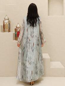 Al Najma Women's Sequin Patchwork Tie-Dye Long Sleeve Arabic Dress - Multicolor - View 7