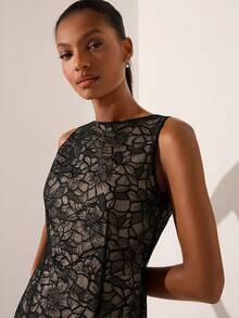 Lilora Đầm midi không tay cổ tròn thêu họa tiết thanh lịch dành cho nữ - Nhiều màu - Xem 2