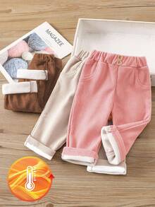 SHEIN 3件套女婴保暖休闲裤套装，秋冬 - 彩色 - 查看 4