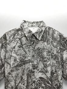 NEON BLANC 男士水钻树枝图案短袖单排扣牛仔衬衫