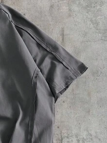 AXEPEAK T-shirt décontracté ample pour hommes, blanc, manches chauve-souris, patchwork, légèrement raide, été - Gris foncé - Voir 3