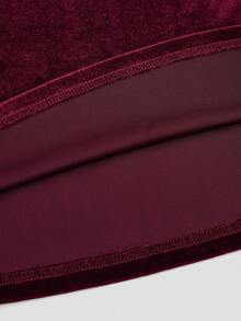 Sweetra Đầm ngắn tay dài phối ren dành cho nữ cỡ lớn - Màu Đỏ Sâu - Xem 4