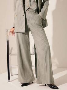 Lilora 女士优雅休闲条纹口袋西装裤，女士精致优雅春夏装扮 - 彩色 - 查看 7