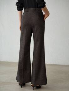 MOTF PREMIUM 羊毛人字纹喇叭裤 - 黑色 - 查看 3