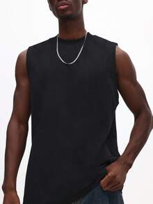 SUMWON Camiseta de tirantes esencial de algodón con cuello redondo, ajuste regular, prenda básica de verano casual - Negro - Ver 4