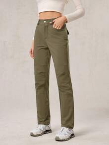 OutZeal Quần dài nữ ngoài trời, thích hợp cho leo núi, cắm trại, chống thấm nước, co giãn, chất liệu nylon, dáng ôm sát, có nhiều túi. - Màu Khaki - Xem 8