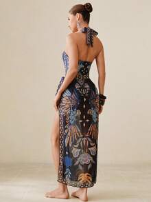 Swim Oasis 女士鸟类印花连体泳衣罩衫及半身裙 - 彩色 - 查看 3