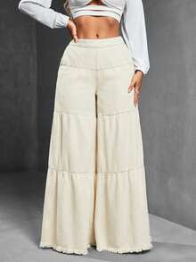 SHEIN SXY Fashionable Commuter Casual Washed Wide-Leg Jeans - White - View 5