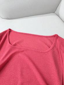Resyla 219# Camiseta de mujer de manga corta con ajuste slim, tejido de bambú de 140 costillas, color #29 - Rosado Sandía - Ver 5