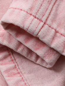 DAZY Women's Loose Casual Distressed Pink Wide-Leg Jeans, Vacation Style, Spring/Summer