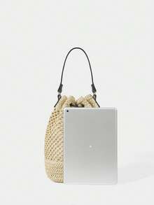 SHECARRY Women's Fashionable Cylindrical Handbag For Vacation And Daily Use - Beige - View 4