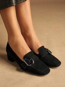 Sleekvia Women's Buckle Design Fashionable High Heels, Versatile For Daily Wear - Black - View 4