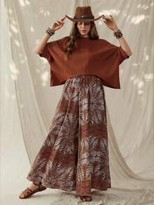 Wildy BOHO Casual Spring/Summer Blouse And Wide Leg Pants 2 Pieces Set Casual Set - Multicolor - View 1