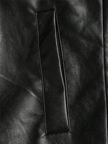 Manfinity BRENVOR 男士拉链PU皮纯色长袖复古都市机车夹克，送给老公，秋冬季情侣装