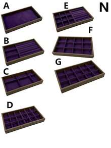 天鹅绒首饰托盘，大容量首饰收纳盒，带独立隔层，可堆叠首饰展示架，适用于耳环、项链、手镯、戒指、发夹、发带等。 - 紫色 - 查看 22