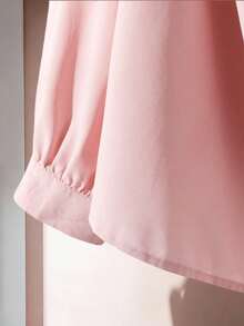 Franclia 女士长袖粉色衬衫，荷叶边领口饰有花朵图案，碎花上衣，粉色上衣，情人节 - 粉色 - 查看 4