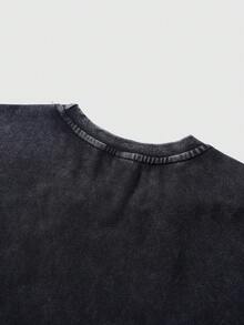 ROMWE MEN Street Life Spring Casual Graphic Men'S Casual Graphic Print Short Sleeve T-Shirt, Summer - Black - View 4