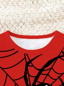 1 Set Baby Boys' Casual Fashionable Creative Personalized Refreshing Minimalist Heart & Spider Web Print Short Sleeve T-Shirt And Shorts Set, Comfortable Daily Wear, Cozy Summer Styles Suitable For Spring And Summer Toddler Boy Clothes Summer Sets Gothic Baby Boy Clothes - Multicolor - View 9