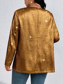 SHEIN Clasi 大码女式休闲百搭西装外套 - 金色 - 查看 2