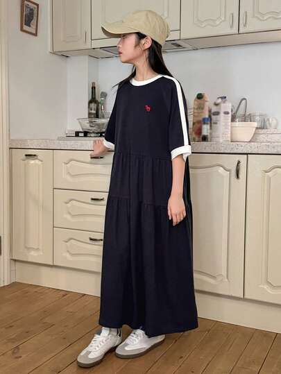 Dazy Kids Đầm phối màu thường ngày cho bé gái tuổi teen