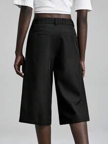 Ontre 2026 Printemps/Été Femmes Shorts Ample unicolore Noir, Entrejambe 5 pouces Jambe Large, Shorts Décontractés Chics Minimalistes pour Navetteurs, Convient pour le Bureau, l'Enseignant, la Rentrée, les Vacances, la Fête de l'Indépendance - Gris - Voir 3