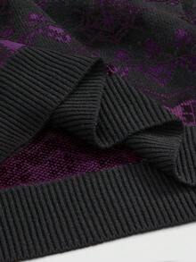 ROMWE Goth Áo len dệt kim họa tiết xương và dơi cổ điển dành cho nữ, dáng rộng, cổ tròn, thích hợp mặc mùa thu/đông. - Nhiều màu - Xem 5