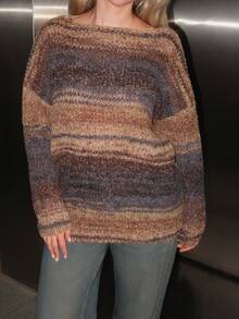 Turnttoni 女士秋季休闲简约毛衣，适合日常穿着 - 彩色 - 查看 3