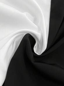 GlowEve CURVE 大码优雅女士无袖撞色系带圆领连衣裙 - 黑與白 - 查看 6