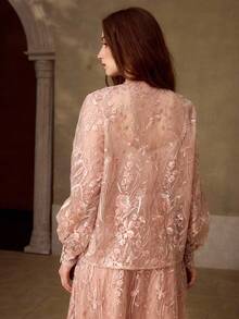 MOTF PREMIUM WOMEN'S EMBROIDERED MESH BLOUSE, SPRING/SUMMER - Pink - View 4