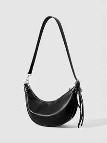 ROMWE Grunge Punk Women's Fashionable And Versatile Shoulder Bag, Suitable For Daily Commute, Travel, Shopping, And Casual Outings - Black - View 5