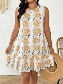 SHEIN Frenchy Đầm không tay in hoa cỡ lớn - Nhiều màu - Xem 2