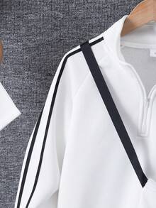 Tween Boys' Casual Side Stripe Sweatshirt Set Boys Sweatsuits Set Boy Casual Sets - White - View 3