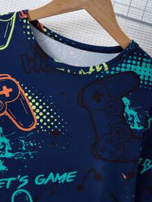 2件套男童电子游戏印花长袖睡衣套装