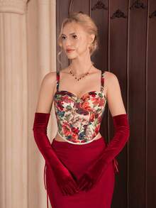 Myrelith Áo corset hai dây gợi cảm kiểu retro dành cho nữ, thích hợp cho ngày Valentine, có gọng nâng ngực và cúp ngực định hình. - Nhiều màu - Xem 1