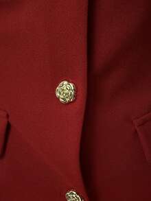 SHEIN Clasi Áo kiểu nữ màu đỏ thanh lịch, thích hợp mặc trong dịp năm mới, Lễ tình nhân, mùa cưới, mùa xuân/hè. - Đỏ - Xem 8