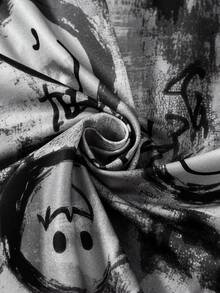 Boys' Graffiti Style Smiling Face Cartoon Graffiti Print Short Sleeve & Pants Pajama Set, Streetwear Inspired Casual Homewear Cartoon Pajams - Multicolor - View 7