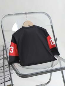 SHEIN Baby Boy Racing Car & Letter Print Long Sleeve T-Shirt, Suitable For Everyday Wear - Black - View 2