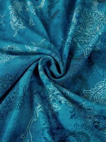 Wildy 休闲美式西部乡村复古图案女式V领短袖长裙，适合春夏日常穿着、通勤和户外活动 - 藍色 - 查看 8