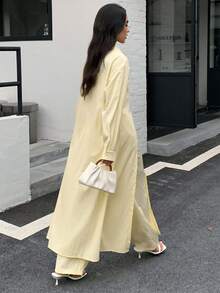 Solavon 高腰收腰两件套，春季 - 黃色 - 查看 2