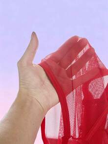 FeverCity Quần lót nam bằng lưới xuyên thấu, màu trơn, thích hợp cho các buổi hẹn hò. - Đỏ - Xem 5