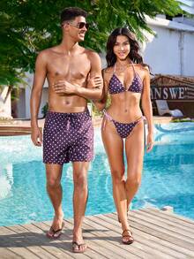 Manfinity VDAYZ Quần short đi biển dáng rộng chấm bi, có dây rút, thích hợp cho mùa hè. - Nhiều màu - Xem 6