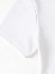 春夏秋季少女休闲时尚创意个性清新别致简约闪亮小熊蝴蝶结装饰印花舒适短袖T恤裙，温暖的夏秋风格，适合春夏秋季穿着，提升整体氛围的服装，连衣裙 - 白色 - 查看 5