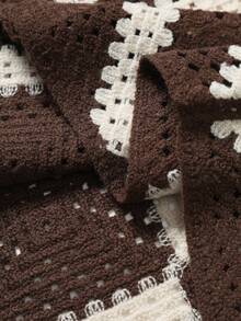 Manfinity Homme Party Men Knitted Fitted Turndown Collar Short Sleeve Casual Cardigan Fall Sweater, Suitable For Daily Wear - Brown - View 4